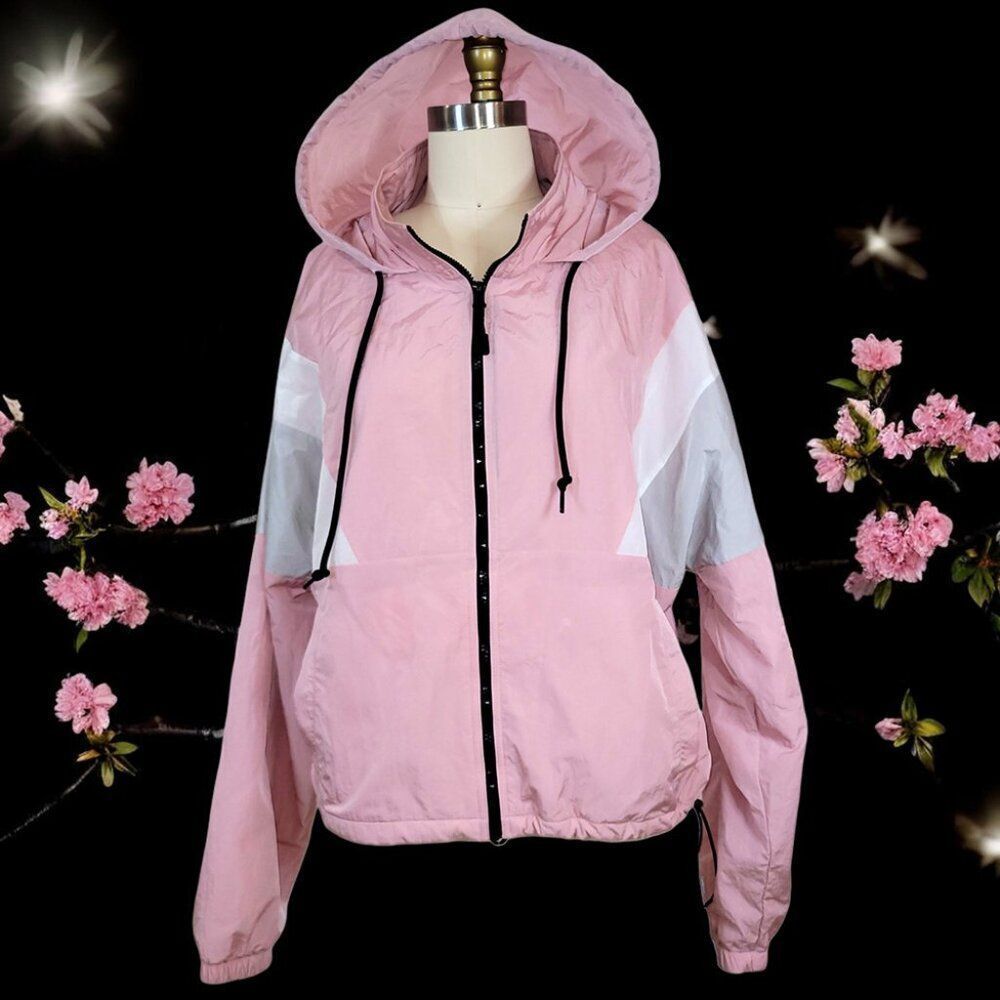 Victoria’s Secret PINK Women’s pink white gray Colorblock Windbreaker Jacket